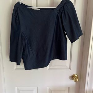 Asymmetrical drop shoulder top